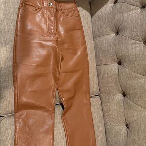 Aritzia Brown Faux Leather Pants